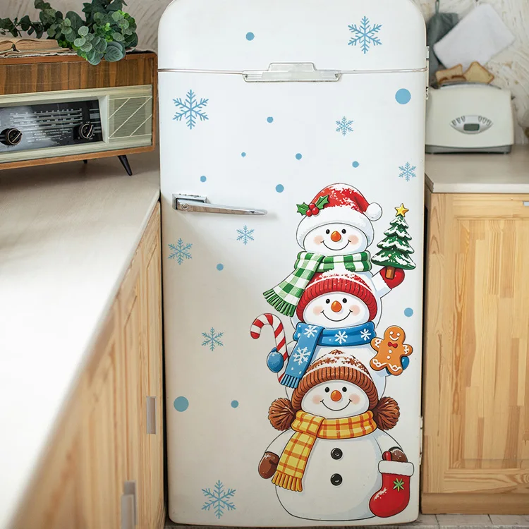 Cartoon Schneemann Schneeflocke Wandaufkleber Weihnachten Wohnzimmer Hintergrund Dekoration Wandbild Heim Festlich Verschönernde Dekor-Aufkleber – Detail 4