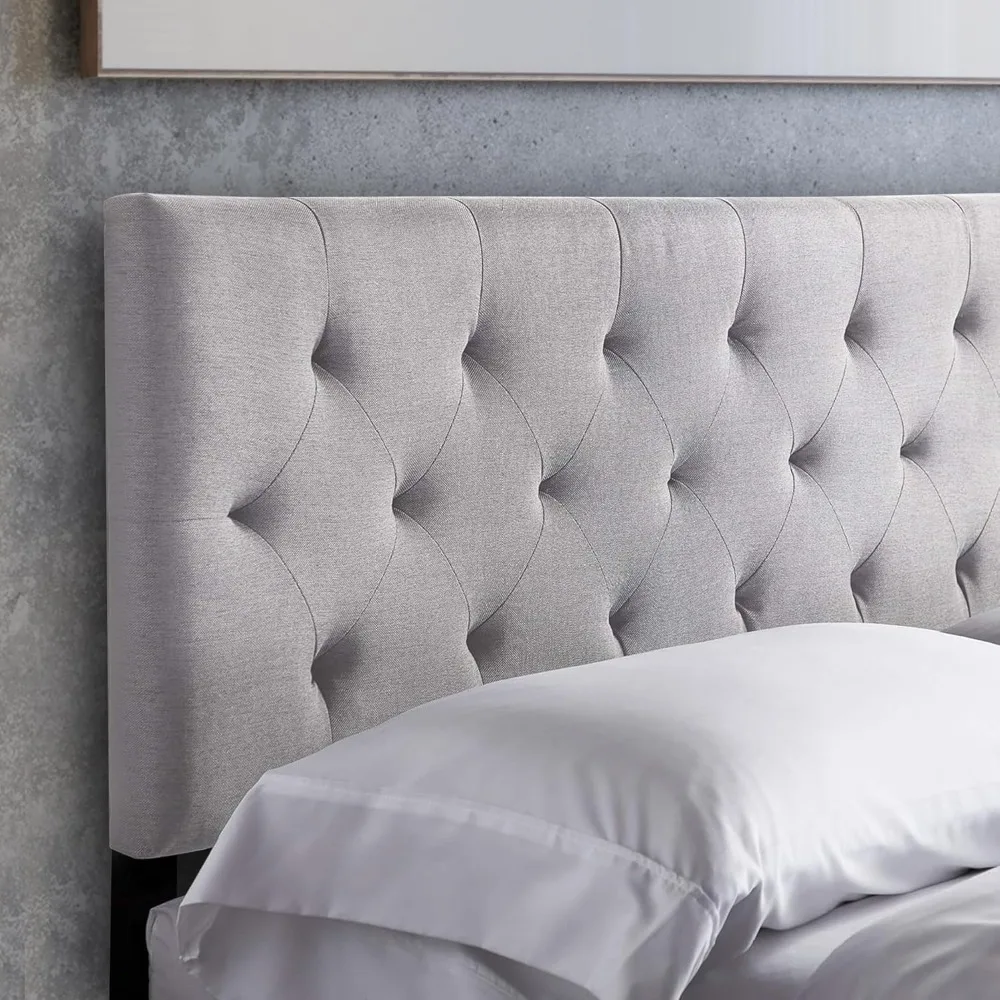 Bed Headboard - Mid-Rise Diamond Tufted Upholstered Headboard Queen Size Full Size - Adjustable Height Full Headboard