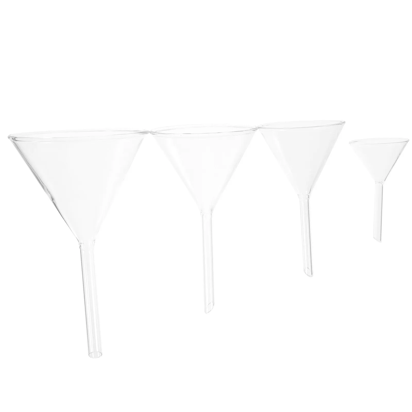 4Pcs Clear Glass Funnel Set Lab Grade Borosilicate Funnels 40Mm 60Mm 75Mm 90Mm for Research Chemical Experiments