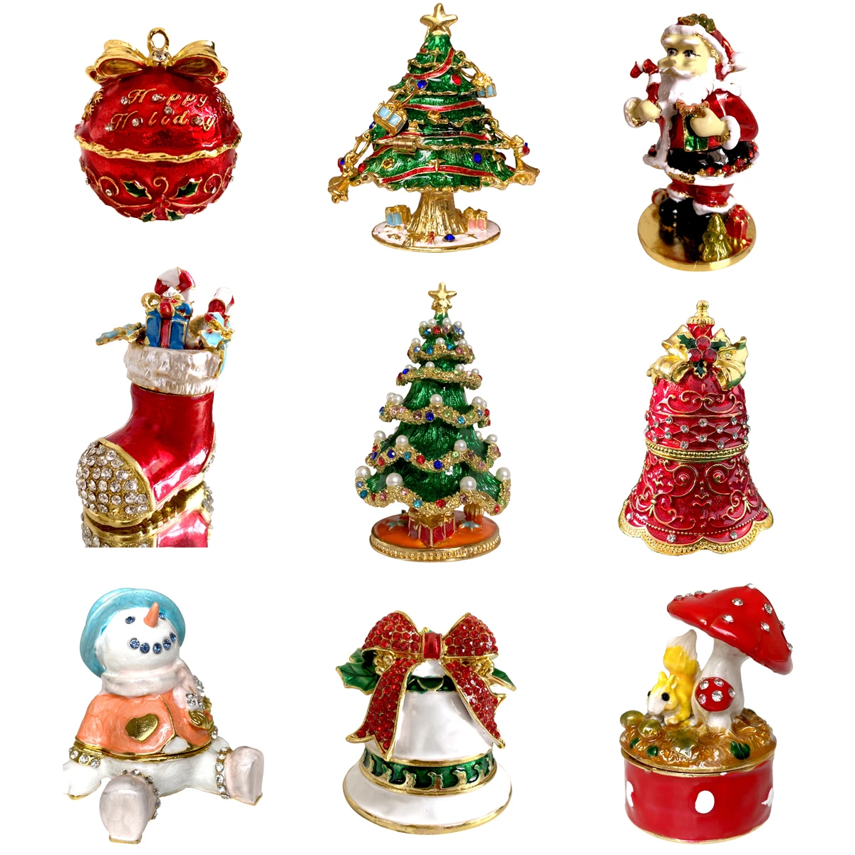 10 Style Christmas Themed Jewelry Trinket Box Proposal Wedding Ring Holder Storage Case Dressing Table Decoration Creative Gift