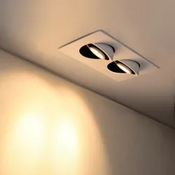Square LED Recessed Ceiling Lights 360 Rotate LED Downlight Double/Single Headed Dimmable COB Spotlights For Indoor Lighting