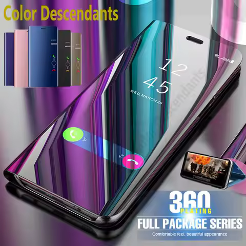 Clear View Mirror Case For Samsung Galaxy S21 Ultra S20 FE S10 S9 S8 Plus S24 S25 A52 Note 9 8 20 10 Lite Cover Coque