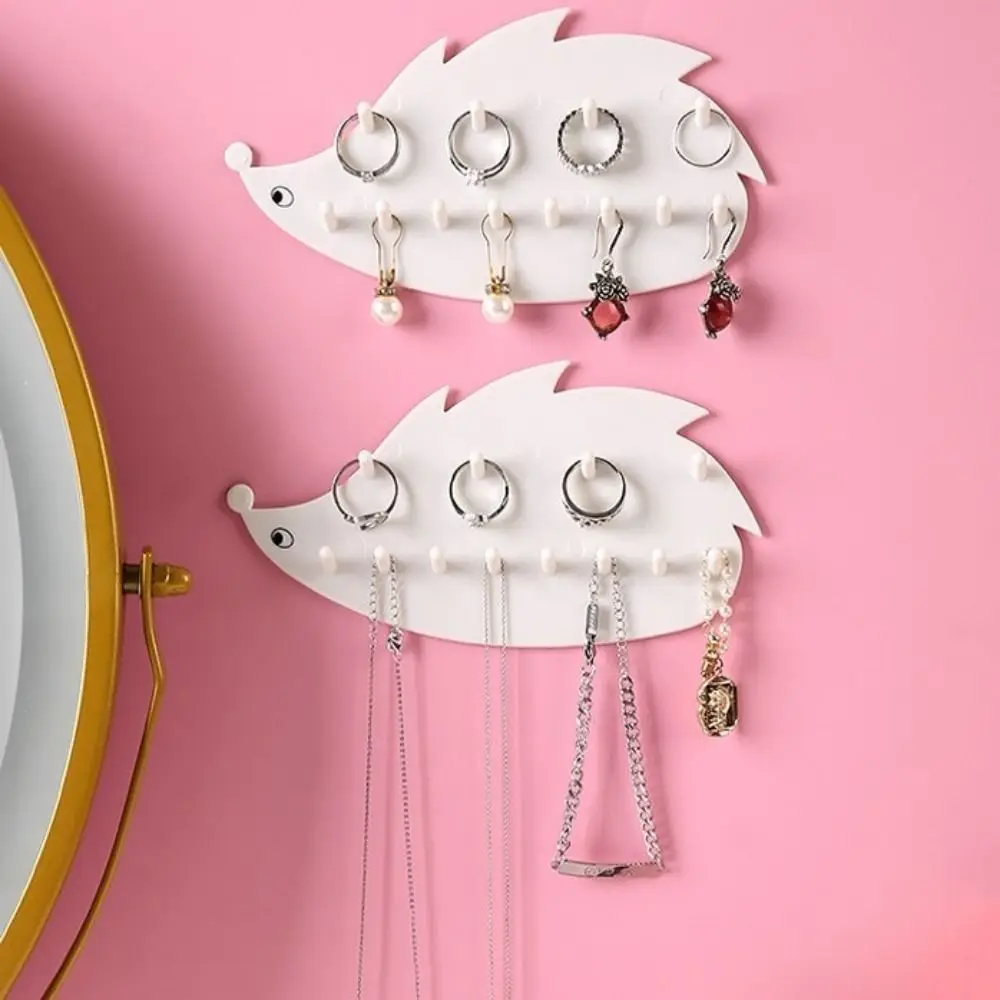 

2Pcs Punch-Free Jewelry Storage Rack Wall Mounted Dual Layer Hedgehog Jewelry Hook Seamless Decorative Sticky Hook Living Room