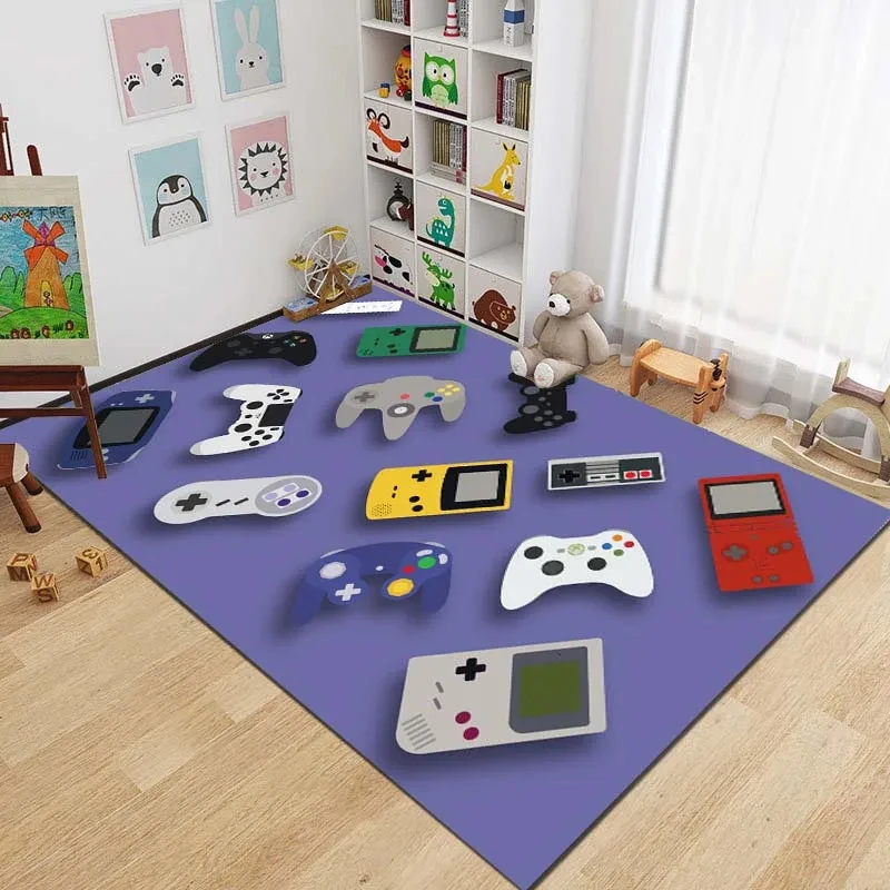 11 Sizes Gamer Controller Area Rugs Non-Slip Floor Mat Doormat Home Runner Rug Carpet for Bedroom Indoor Kids Play Mat Alfombra