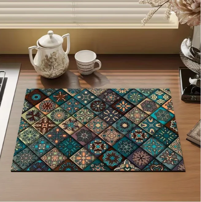 Bohemian Printed Dishwashing Mat Drainage Mat Tableware Dryi