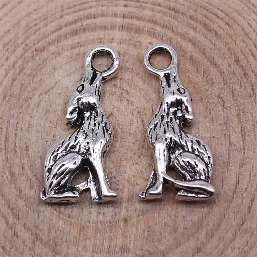 Men Accessories Howling Wolf Charms Jewelry Tools 21x7mm 10pcs