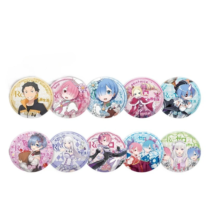 إعادة: صفر كارا هاجيميرو Isekai Seikatsu Rem Emilia أنيمي ميرش كارتون لطيف شارة صندوق أعمى عالي القيمة بروش اكسسوارات هدية