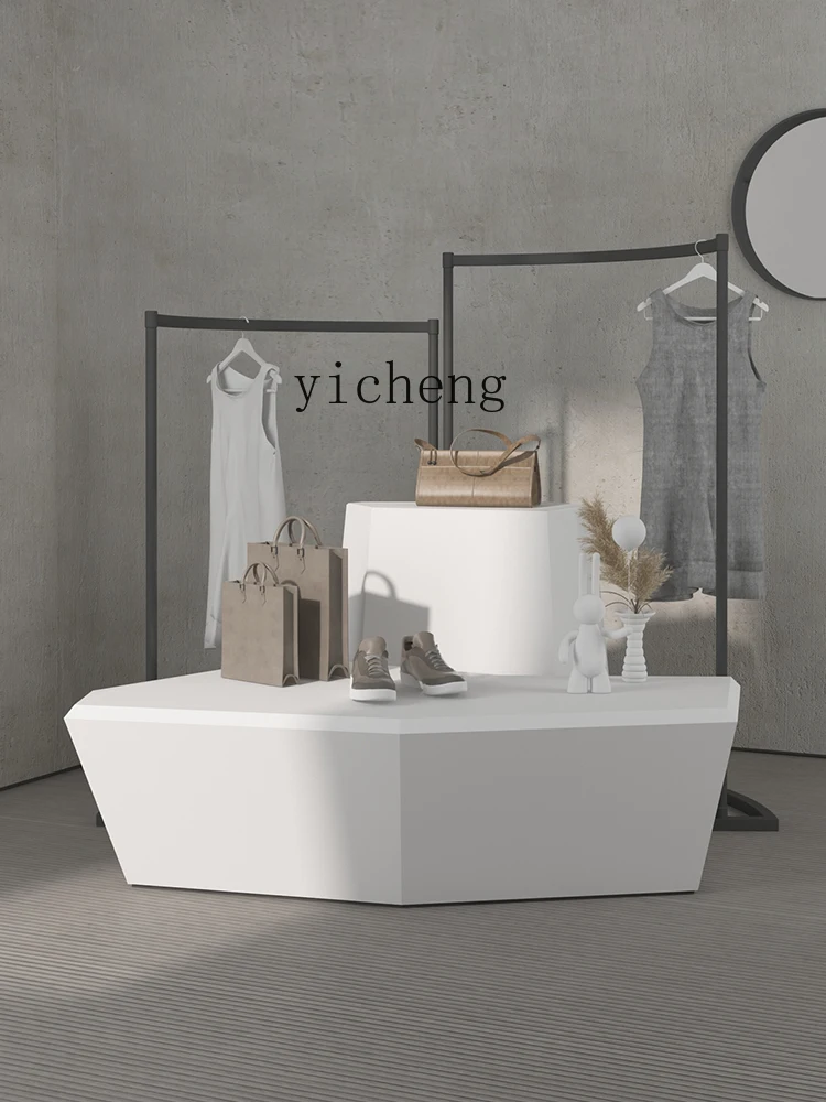 

clothing display stand high and low water table simple white paint exhibition shoe and bag store sample display table