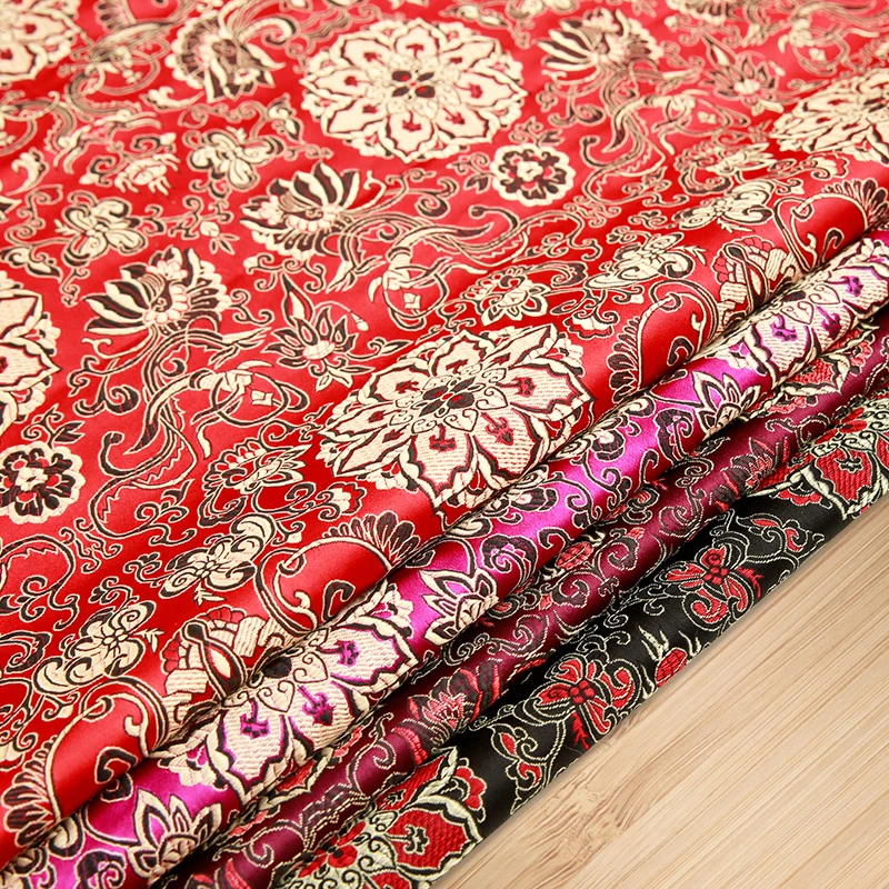 Flower satin attire fabrics brocade jacquard fabrics brocade material for sewing cheongsam and kimono