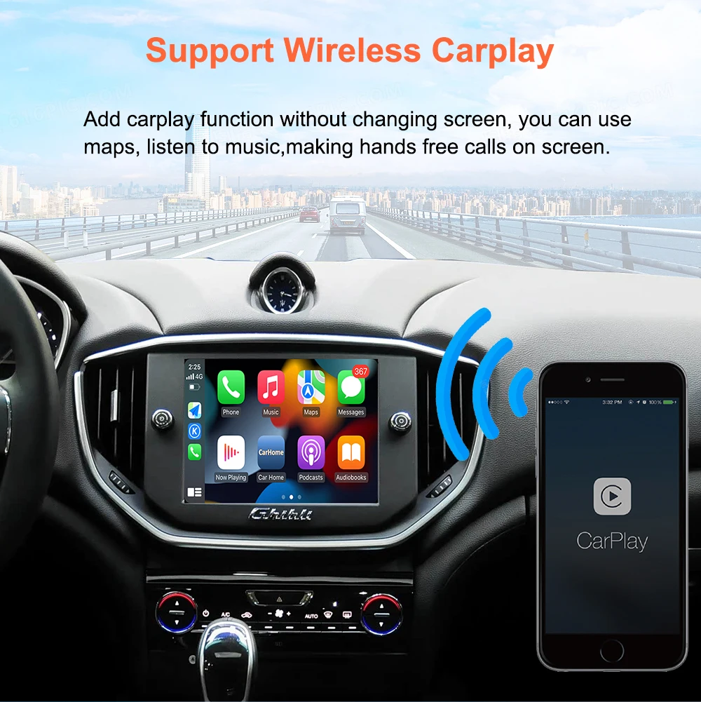 Bonroad Wireless Carplay Android Auto Interface Smart Decoder Box für Maserati Quattroporte Ghibli Airplay Mirror Retrofit Kit – Detail 4