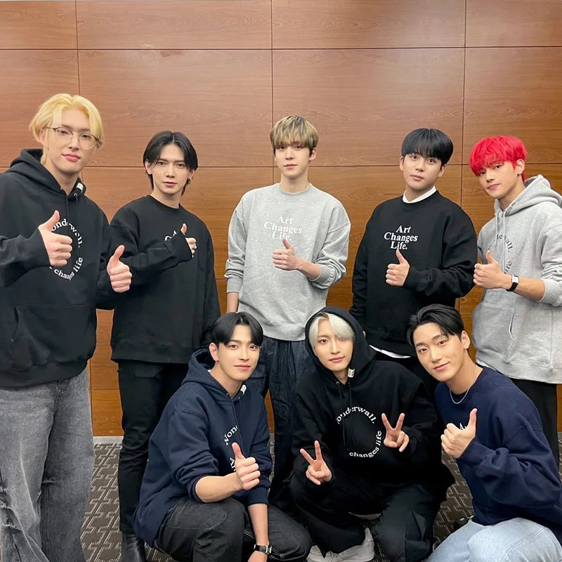 KPOP ATEEZ Hongjoong San Wooyoung Jongho Same Style Funny Hoodie Hip Hop Graphic Sweatshirts Streetwear Harajuku Tracksuit