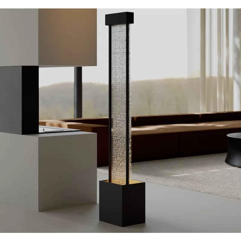 Modern Flowing Ornaments Living Room TV Cabinet Floor To Ceiling Water Curtain Wall Entrance