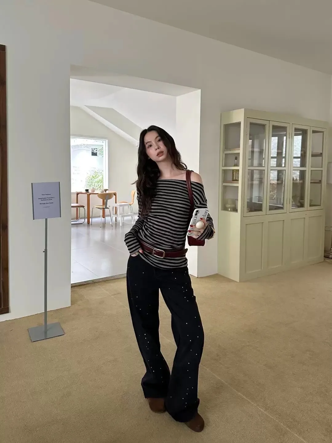 Tonngirls الأمريكية الرجعية تي شيرت بلوزات غير مغطية للكتف مخطط فضفاض بلايز عادية Y2k خمر المحملة القمم Fairycore الجرونج القمم #2