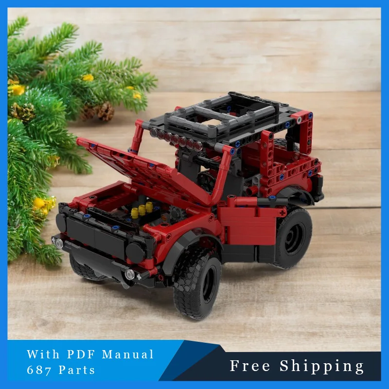 

687, креативный черный крутой мобильный городской автомобиль MOC, модель строительного блока, детский набор игрушек для сборки «сделай сам», образовательный праздничный подарок