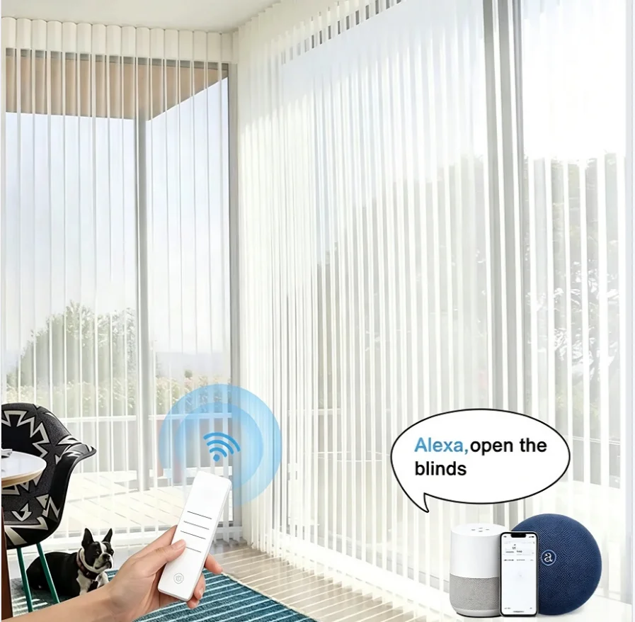 Popualr Design High Quality Used By Silding Door Motorized Vertical  Dream Sheer Blinds For Living Room