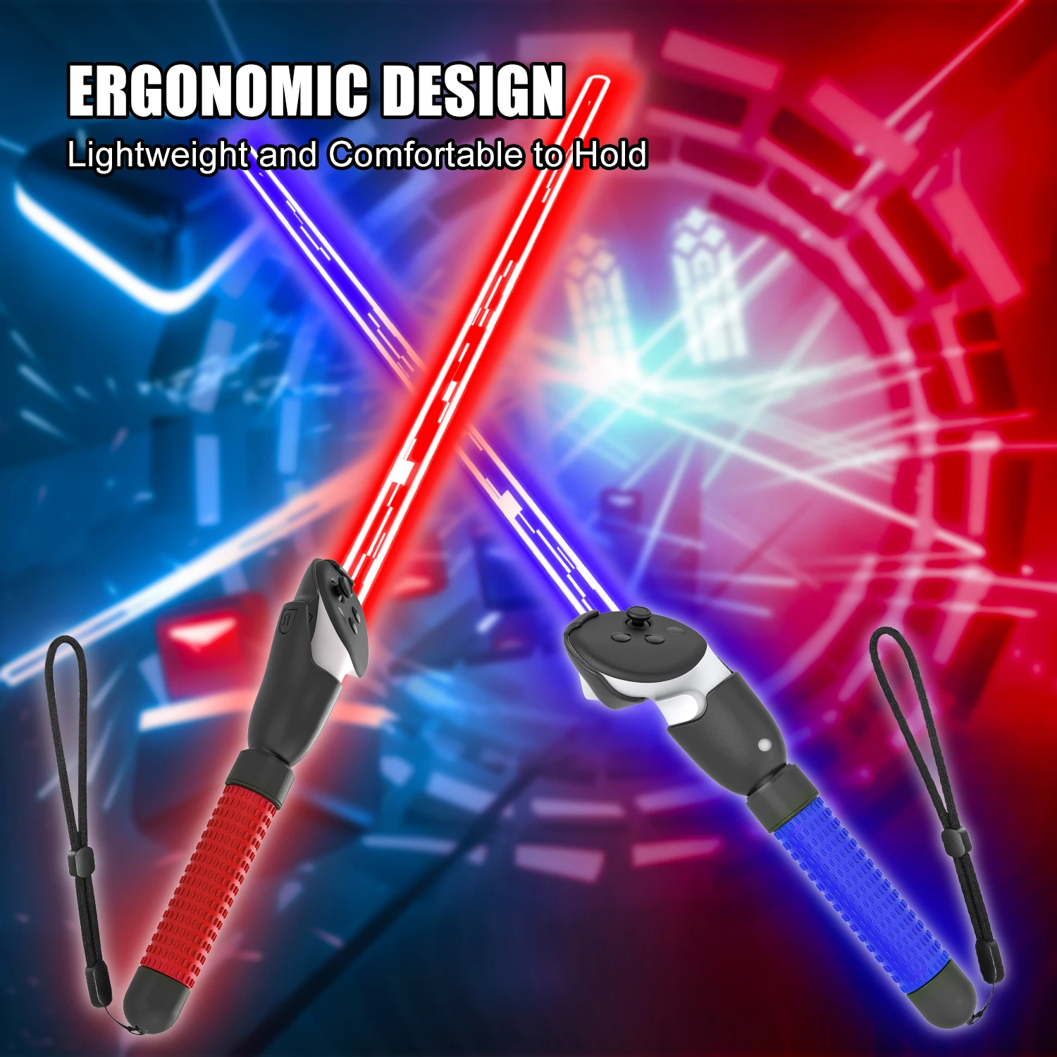 Empuñaduras de extensión de doble Mango para Oculus Quest 2/3 VR Controller Stick Sword, Tennis, Golf Grip, Beat Saber Game Accessories