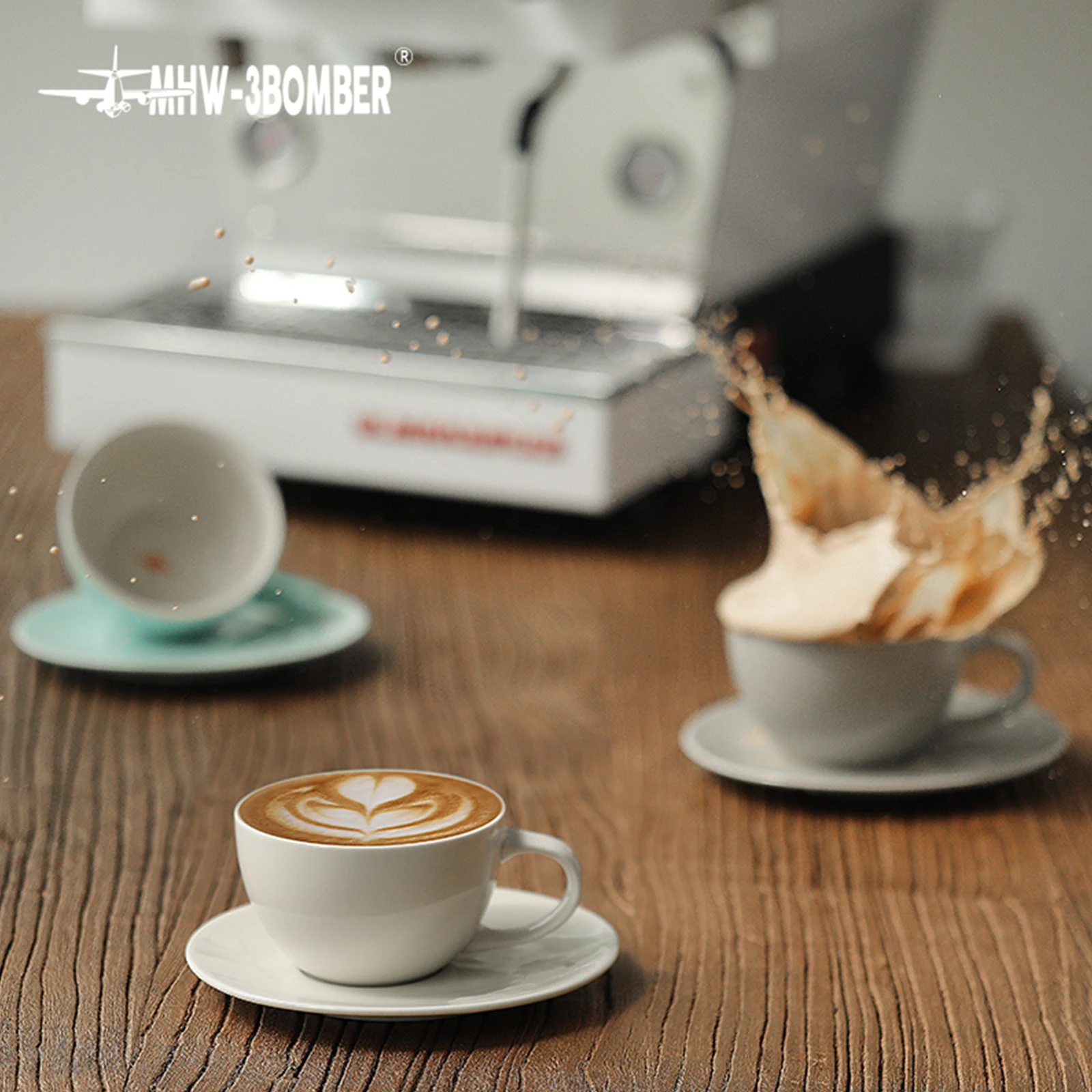 MHW-3BOMBER 300ML Cappuccino Cups with Saucer & Spoon Ceramic Espresso Cup for Latte, Cappuccino Chic Home Barista Accessories