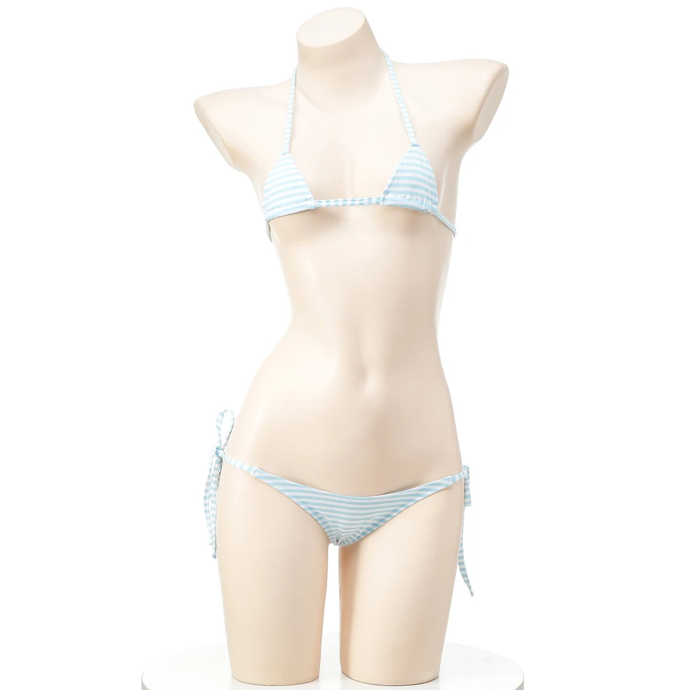 AniLV So Cute Striped Bikini Set Beach Swimsuit Anime Kawaii Girl Sexy Lingerie Outfits Women Erotic Underwear Pajamas Costume