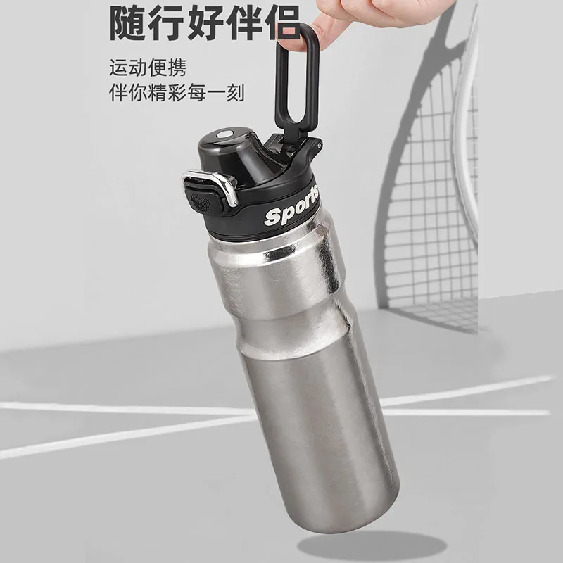 630ml Pure Titanium Large-capacity Sports THERMOS CUP With Handle And Straw For Outdoor Hiking And Gym,Double-layer Water Bottle