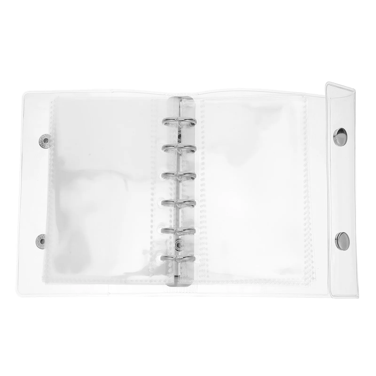 

1Set A7 Planner Binder Clear Cover 5 Rings Snap Button Closure Refillable Loose Leaf Mini Binder Pocket Notebook