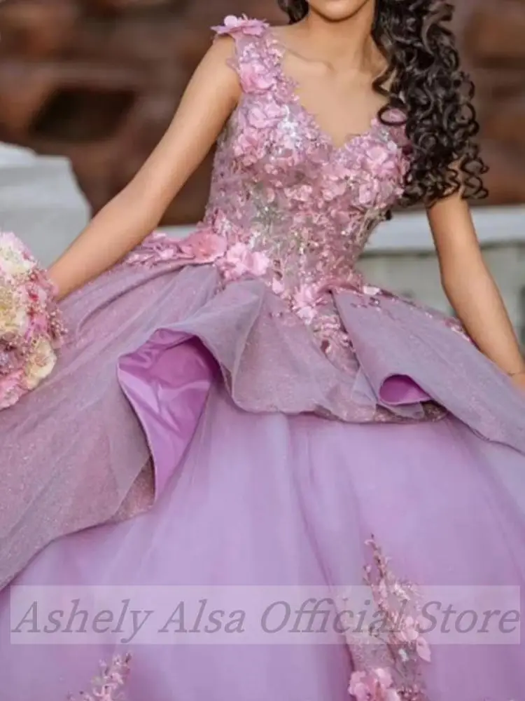 Cinderalla-vestidos De quinceañera con cuello en V para niña, Vestido De baile Floral con cordones, fiesta De cumpleaños De graduación, dulce, De lujo, encantador, 16