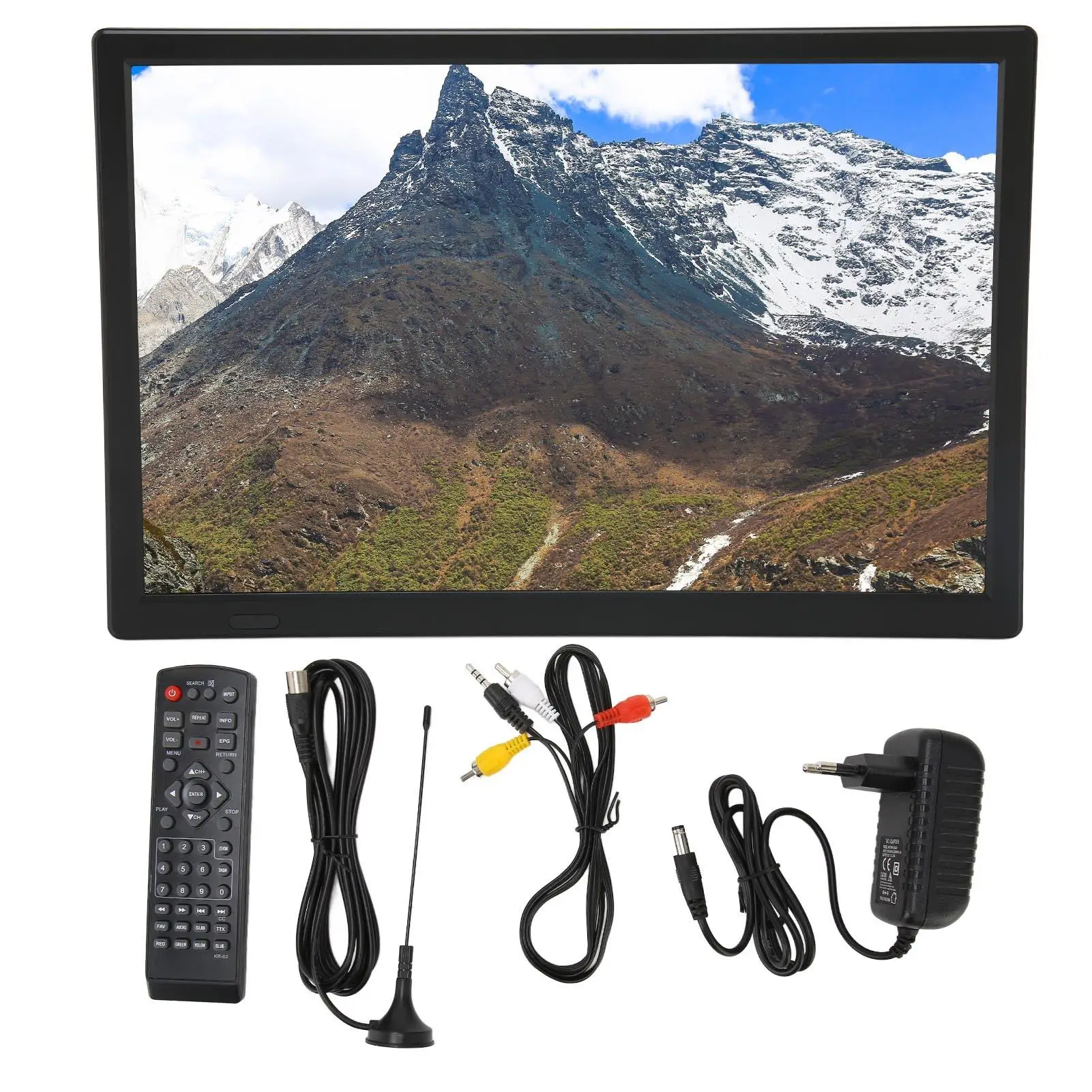 16 Inch Rechargeable Portable LED TV - HD Digital Television with High Sensitivity Tuner & Stand, EU Plug 100-240V