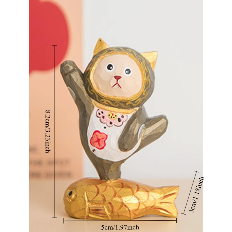 Foot Stepping on Koi Fish Wood Carving Continue Lucky Charm Workspace Display Handcrafted Statue Auspicious Gift Animal Figurine