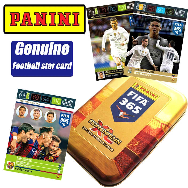 

Металлическая коробка Panini 9 Упаковок + 2 ограниченной серии (случайный) редкая Fifa365 Футбольная звезда Роналду Коллекционная открытка Рождественский подарок на день рождения