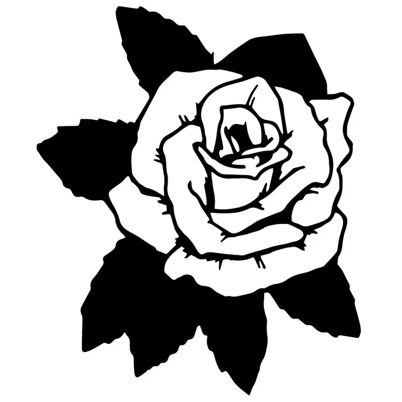 Car Stickers Beautiful Rose Flower PVC Car Decoration Accessories Decals Creative Waterproof Sunscreen Black/white,17cm*14cm