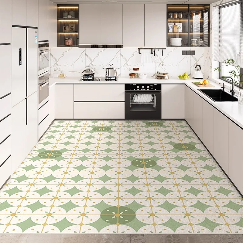 Simplicity Kitchen PVC Leather Floor Mat Anti-slip Oilproof Carpet Waterproof Non-slip Mats Home Washable Dirt-resistant Rug 양탄자