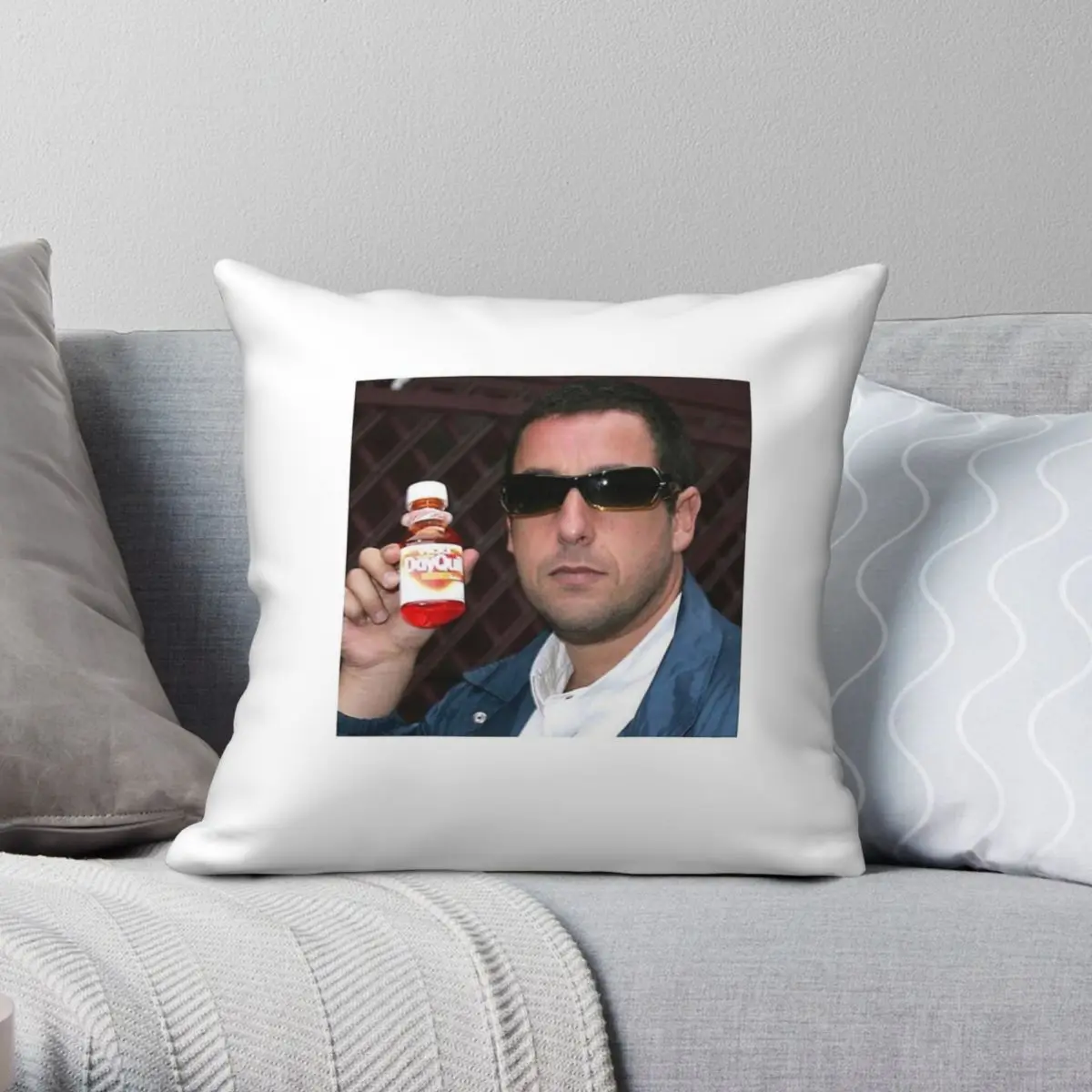 

Adam Sandler Dayquil Meme Square Pillowcase Polyester Linen Velvet Printed Zip Decor Home Cushion Cover