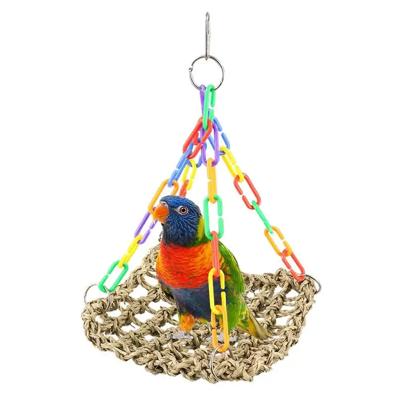 Bird Cage Hammock Swing Toy Woven Cage Hammock Parrot Swing Toy Teeth Care Bird Climbing Hammock For Medium Parrots Parakeets