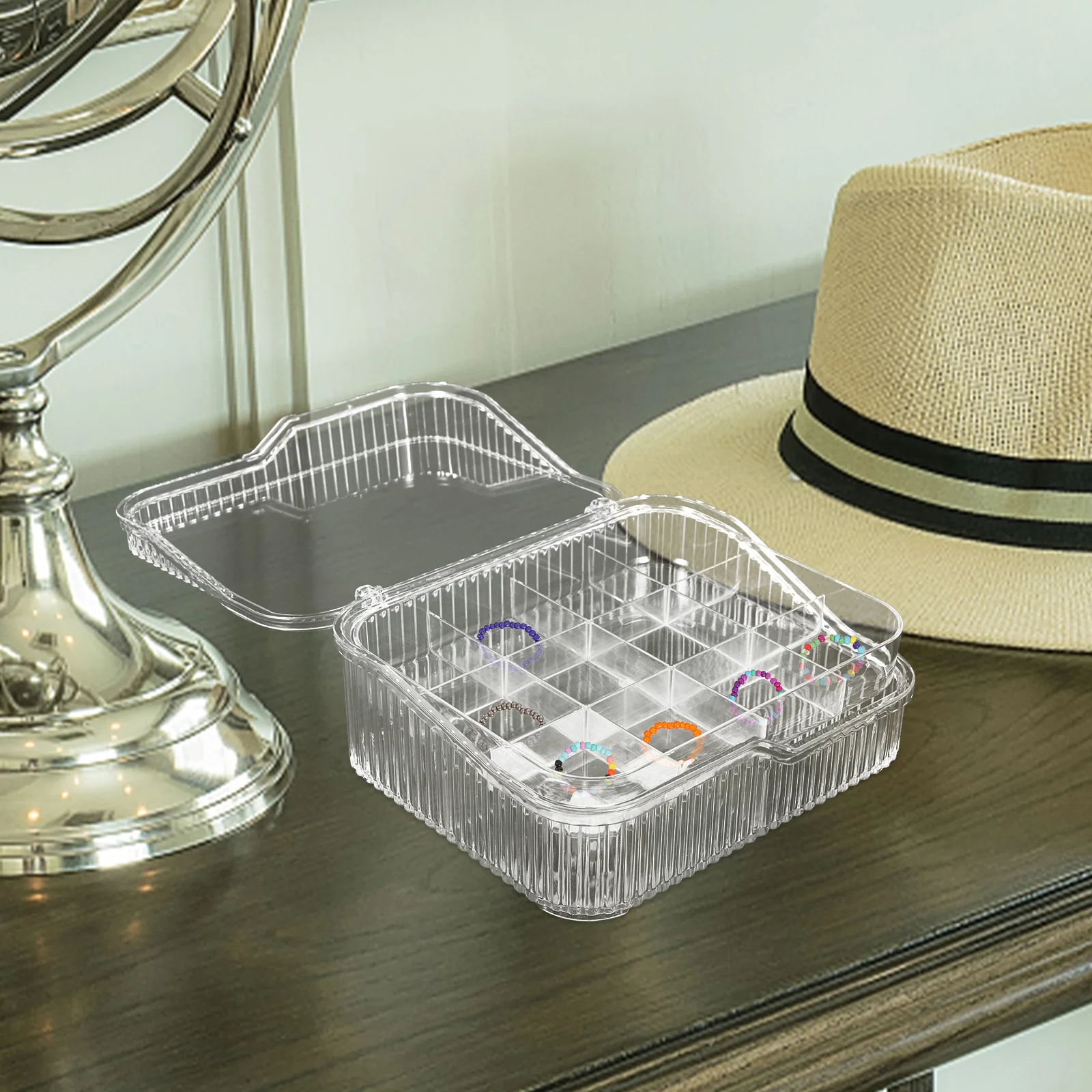 

Transparent 2 Tier 16 Grids Jewelry Storage Box Compact Lightweight Stackable Earrings Necklaces ganizer Drawer Handle