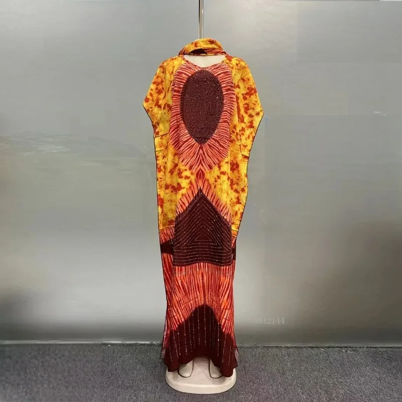 Abito da donna in cotone casual ampio con stampa africana mediorientale traspirante moda estiva 2025