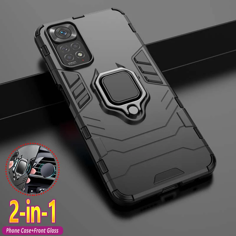 Case For Xiaomi Redmi Note 11 Pro 5G Phone Cover Ring Armor Holder Back Coque for Redmi Note 10 11 10S 11S Global Funda