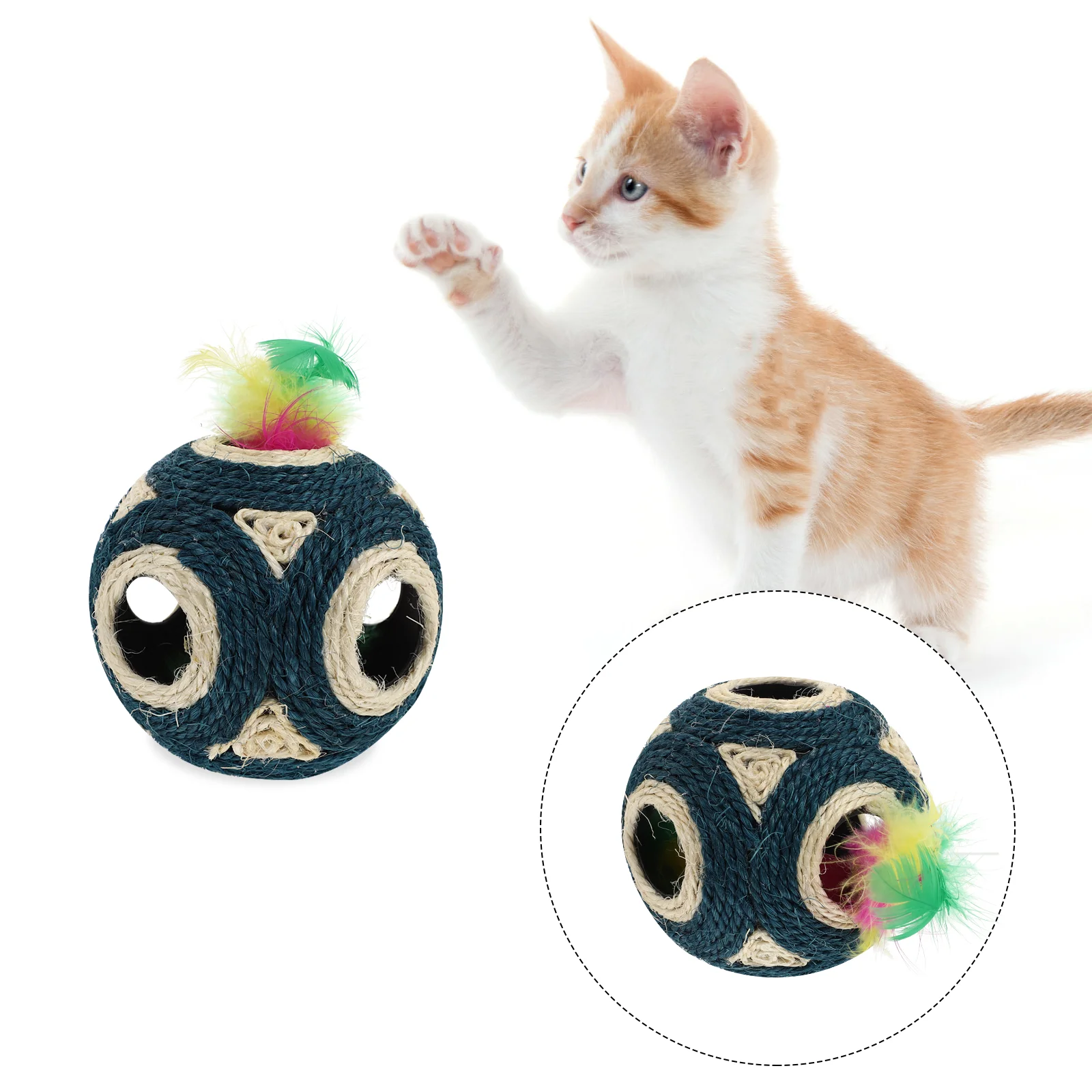 Cuerda bola de seis agujeros rueda de gato juguete interactivo juguetes para cachorros juguete molienda Sisal deportes