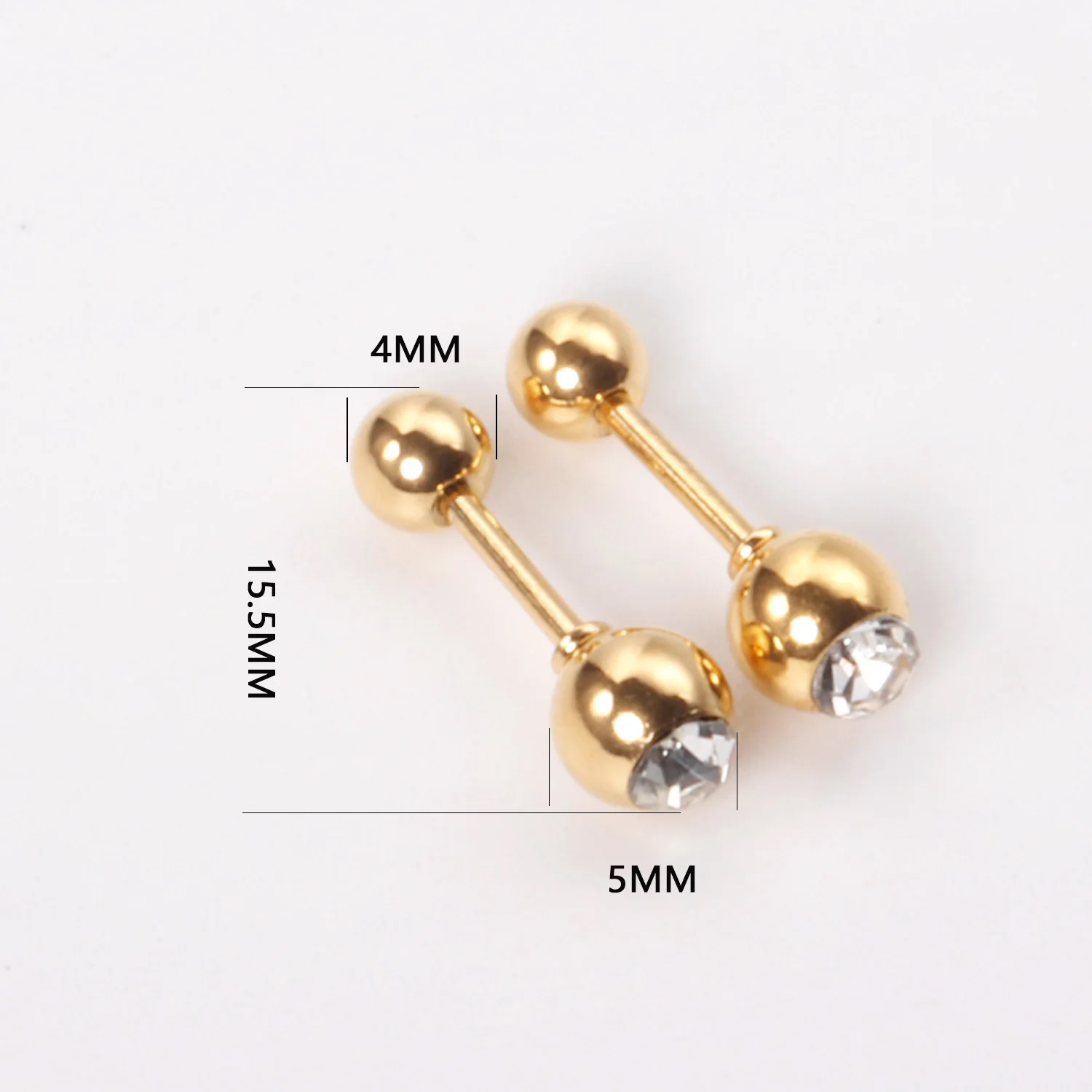 LUXUSTEEL White Black Crystal Earrings For Women Men Golden Color Stainless Steel Round CZ Studs Anti-allergy Screw Back Aretes