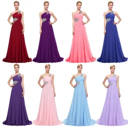 EINE Linie Chiffon Sicke Falte Elegant Eine Schulter Brautjungfer Kleider Hochzeit Party Abend Formale Prom Sweep Zug Lace Up Zurück