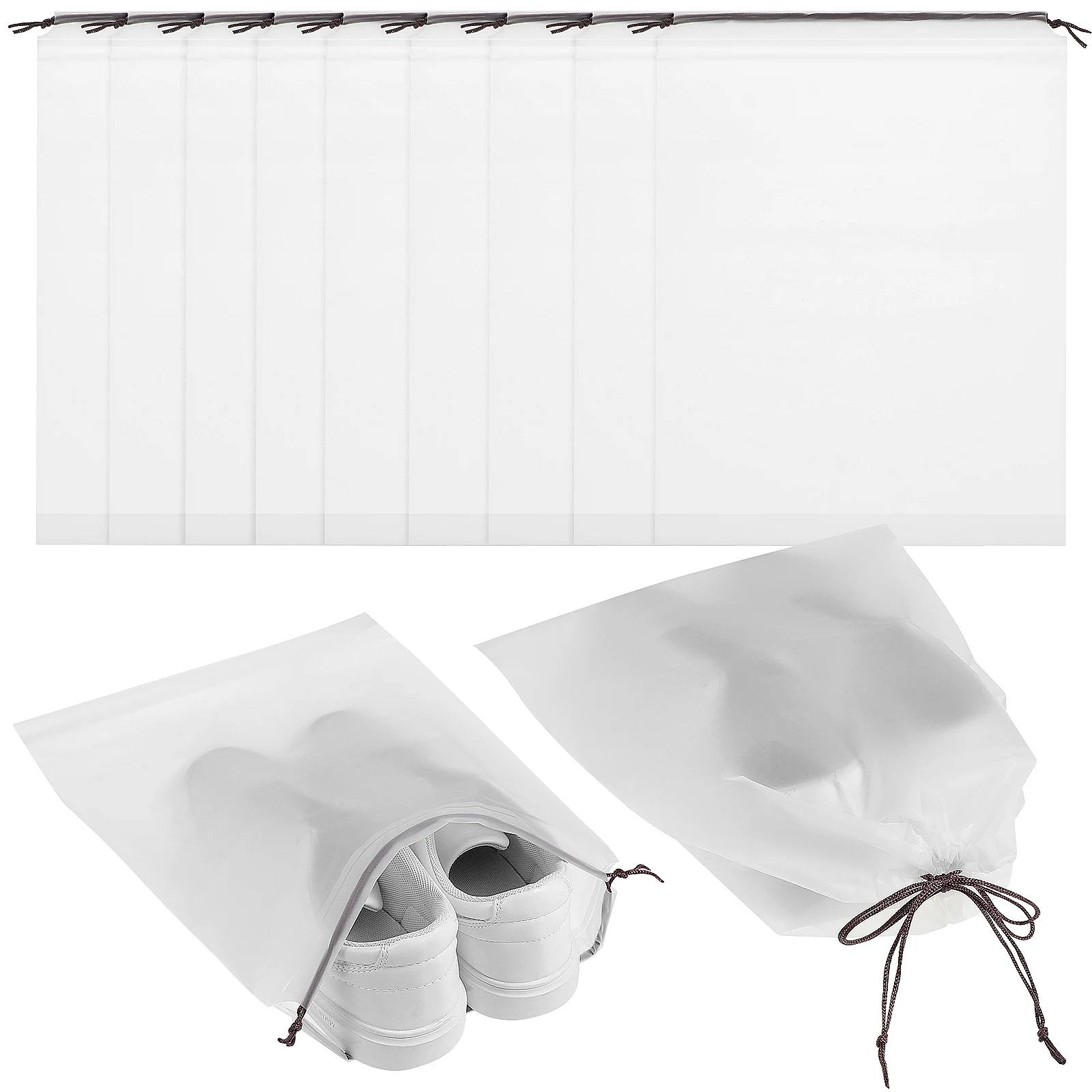 

12pcs Drawstring Bag Semi Clear Packing Cases Travel Essential Shoe Bags For Gym Compact Lightweight Storage Solutions