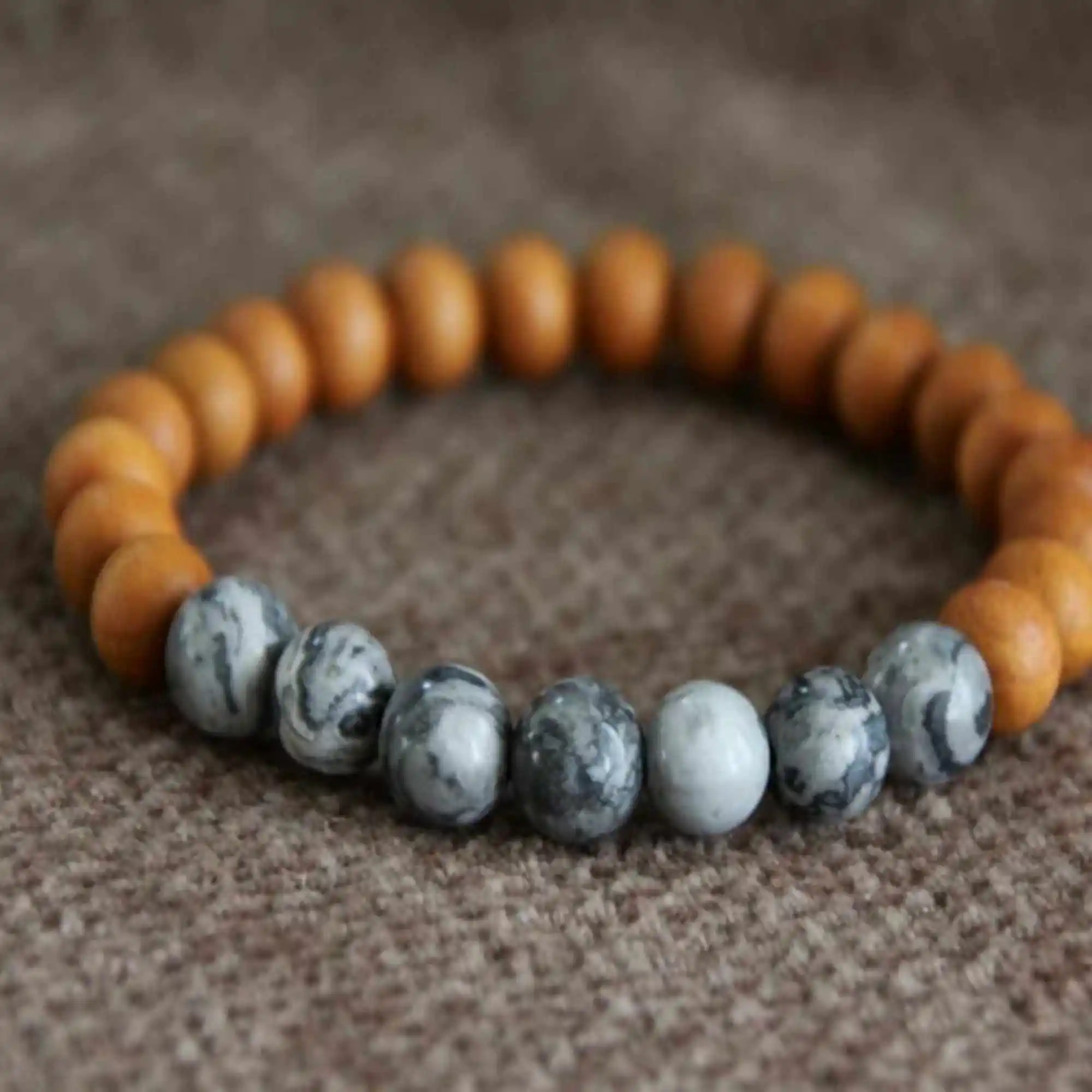 8mm Natural Picasso jasper Sandalwood gemstone beads Bracelet Restore Colorful Pray Diy Wristband Healing Meditation Prayer