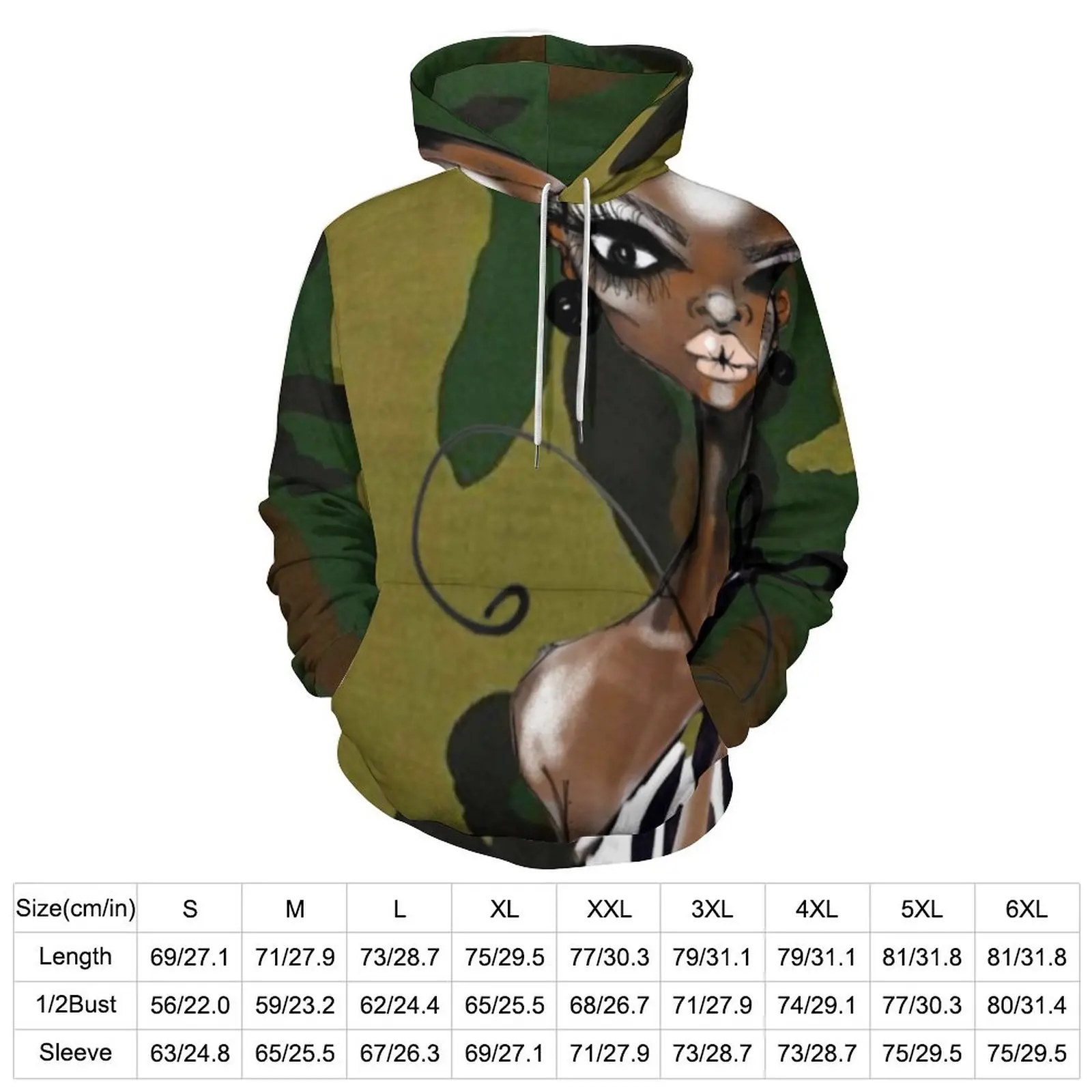 Grüne Camo Hoodies Langarm Schwarze Frau Druck Kawaii Casual Hoodie Winter Harajuku Übergroße Grafik Lose Kapuzenpullover