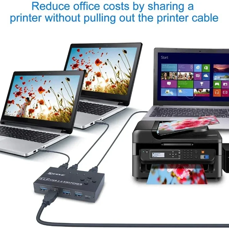 

Usb3.0 Switcher Four in Four Out Distribution 4 4-port Splitter Aluminum Alloy Interface Key Converter Printer Sharer