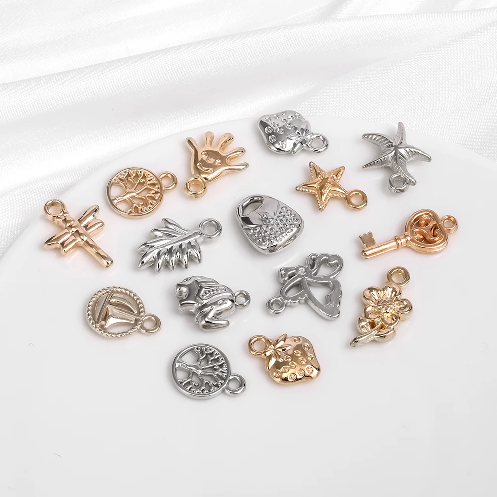 

10 pcs/pack CCB Pendant Marine Life Small Flowers Pentagram Shell Butterfly Love Plastic Beads DIY Handmade