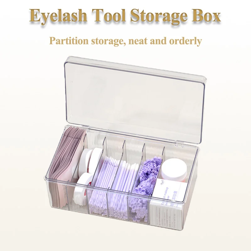 Eyelash Tool Storage Box Transparent Acrylic Lashes Glue Tweezer Accessories Eyelash Grafting Makeup Tool Desktop Storage Box