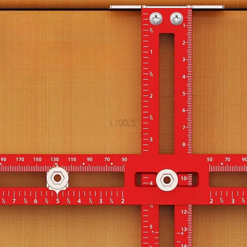 Imagem -03 - Modelo de Alça Métrica Polegada Gabarito Guia de Broca Armário Lidar com Botão Modelo Localizador Punchtool Gaveta Instalação Posicionamento Régua