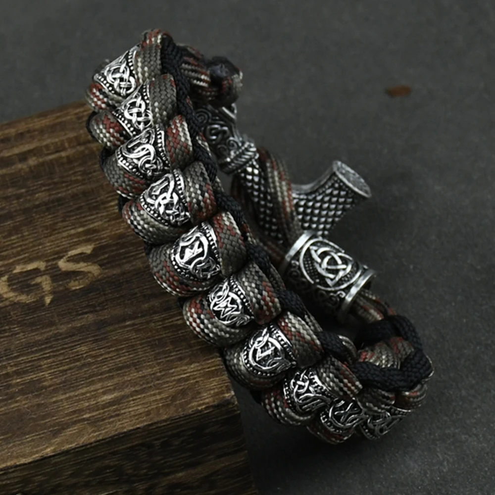 Thor Hammer Norse Runes Bracelet Vikingo Runes Beads Vegvisir Compass Amulet Viking Bracelet Slavic Accessorier