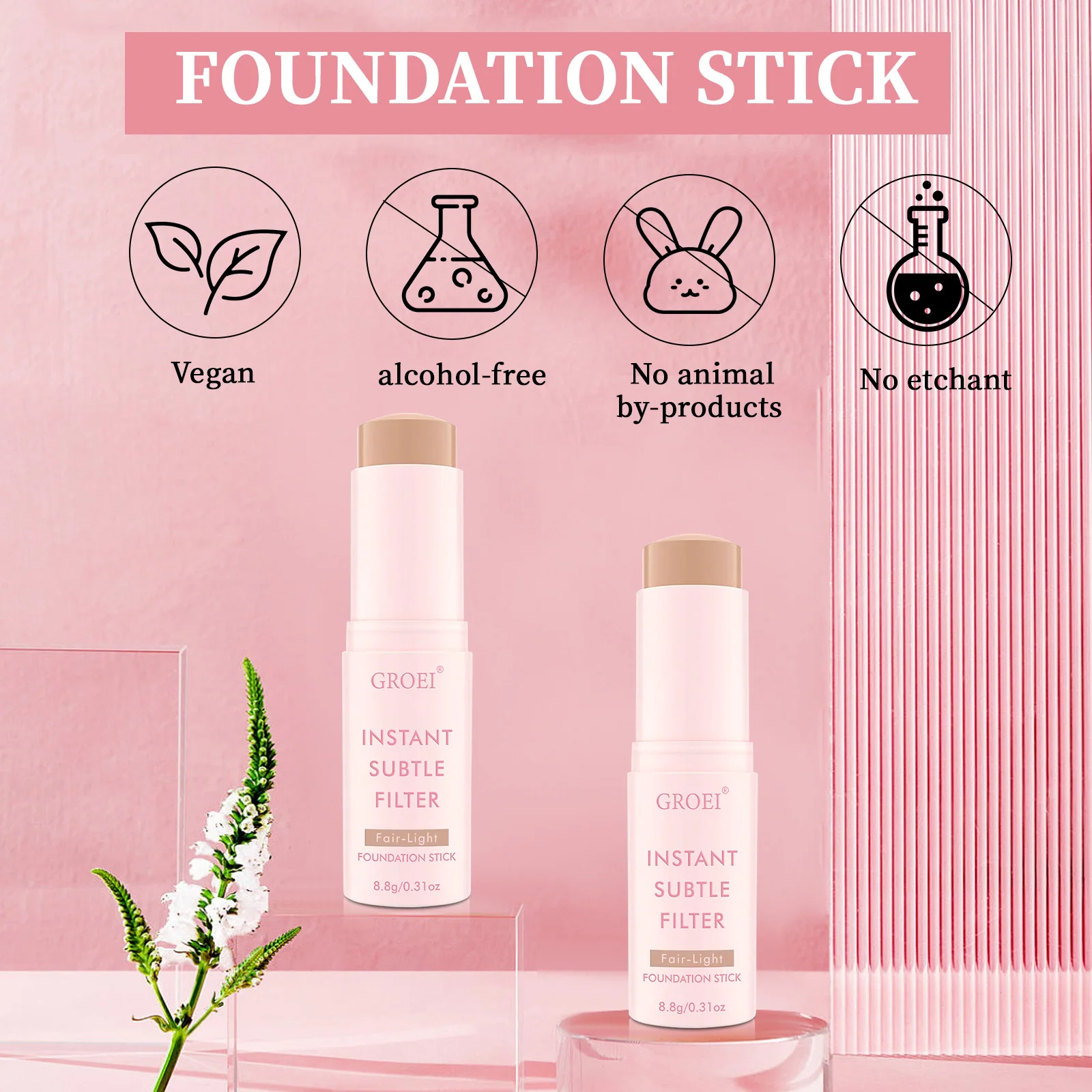 GROEI Face Foundation Stick Full Coverage Makeup Matte กันน้ํา Long Lasting Oil-Control คอนซีลเลอร์ครีม Natural Primer