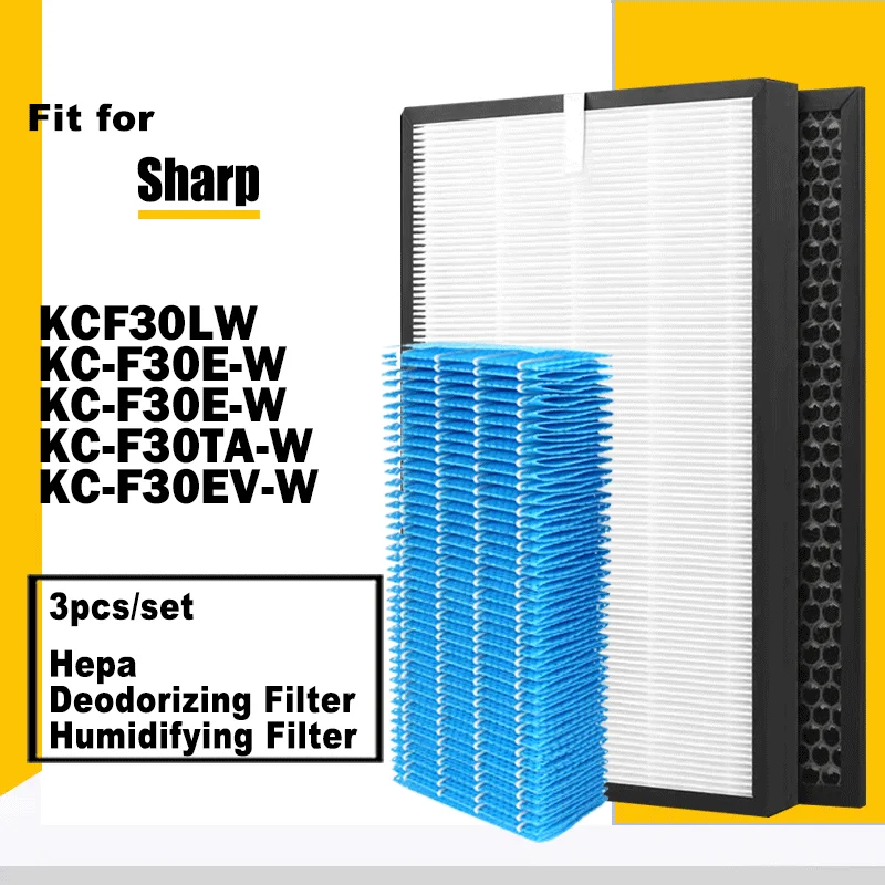 Replacement Air Purfier FZ-F30HFE H13 HEPA Filter & FZ-F30DFE Carbon Filter and FZ-F30MFE Humidifying Filter For Sharp KCF30LW