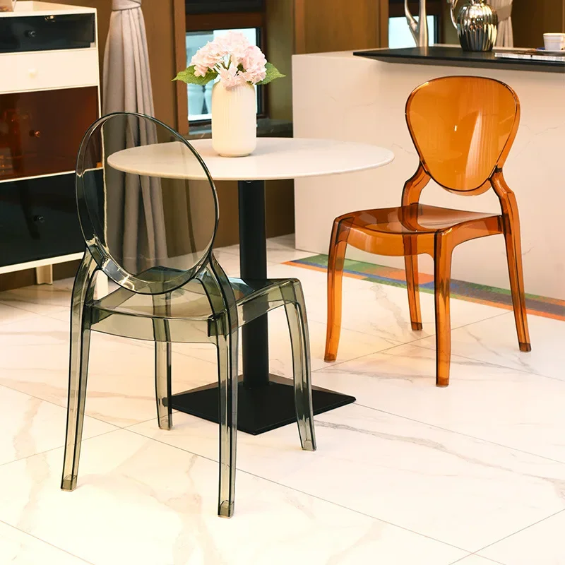 Nordic transparent acrylic back crystal  modern dining household makeup chair simple plastic