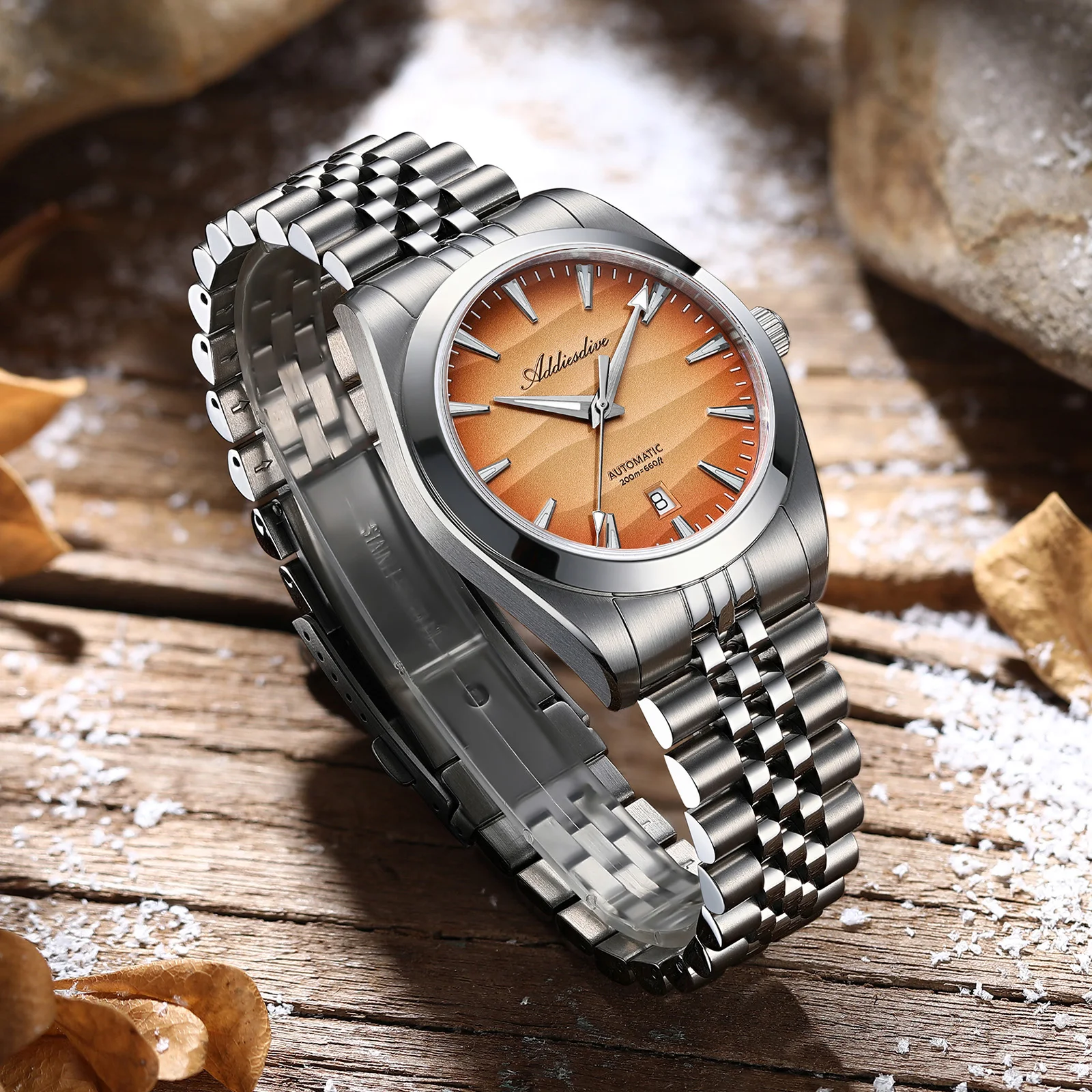 

ADDIESDIVE Japan 8215 Desert Dial Watch 20Bar Waterproof Sapphire Glass Watches Super Luminous Automatic Mechanical Wristwatch